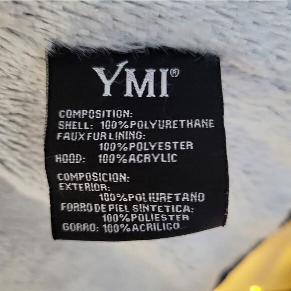 YMI Women's S Faux Leather Jacket With Faux Fur Lining and Removable Knit Hood - Picture 7 of 11